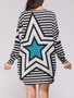 Casual Star Striped Round Neck Plus Size T-Shirt