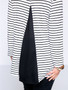Casual Black White Cowl Neck Striped Plus Size T-Shirt