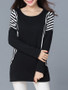 Casual Round Neck Simple Striped Plus Size T-Shirt