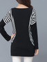 Casual Round Neck Simple Striped Plus Size T-Shirt