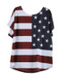 Casual US Flag Printed Round Neck Plus Size T-Shirt