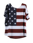 Casual US Flag Printed Round Neck Plus Size T-Shirt