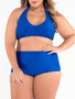 Casual Simple Halter Plain Plus Size Swimwear