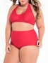 Casual Simple Halter Plain Plus Size Swimwear