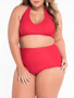 Casual Simple Halter Plain Plus Size Swimwear