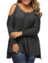 Casual Loose Open Shoulder High-Low Plain Plus Size T-Shirt