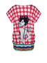 Casual Cartoon Polka Dot Striped Printed Plus Size T-Shirt