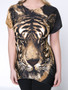 Casual Trendy Animal Printed Round Neck Plus Size T-Shirt
