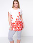Casual Simple Floral Printed Round Neck Plus Size T-Shirt