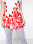 Casual Simple Floral Printed Round Neck Plus Size T-Shirt