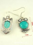 Vintage Bohemia Turquoise Owl Hollow Earrings