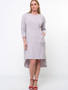 High-Low Patch Pocket Plain Round Neck Plus Size Shift Dress