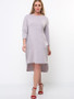 High-Low Patch Pocket Plain Round Neck Plus Size Shift Dress