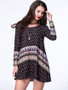 Casual Tribal Printed Round Neck Casual Plus Size Shift Dress