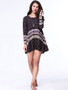 Casual Tribal Printed Round Neck Casual Plus Size Shift Dress