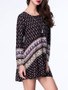 Casual Tribal Printed Round Neck Casual Plus Size Shift Dress