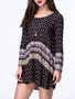 Casual Tribal Printed Round Neck Casual Plus Size Shift Dress