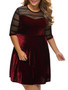 Casual Chic Patchwork See-Through Plain Velvet Plus Size Flared Dress