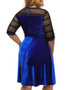 Casual Chic Patchwork See-Through Plain Velvet Plus Size Flared Dress