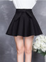 Casual Bowknot Plain Flared Mini Skirt