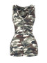 Casual Deep V-Neck Single Breasted Camouflage Romper