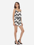 Casual Loose Fitting Dacron Printed Zigzag Striped Rompers
