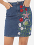 Casual Embroidery Chic Mini-skirt