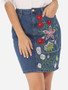 Casual Embroidery Chic Mini-skirt