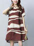 Casual Round Neck High-Low Printed Short Sleeve Shift Dress