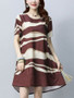 Casual Round Neck High-Low Printed Short Sleeve Shift Dress