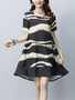 Casual Round Neck High-Low Printed Short Sleeve Shift Dress