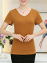 Casual Basic V-Neck Plain Short Sleeve T-Shirt