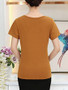 Casual Basic V-Neck Plain Short Sleeve T-Shirt