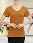 Casual Basic V-Neck Plain Short Sleeve T-Shirt