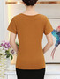 Casual Basic V-Neck Plain Short Sleeve T-Shirt