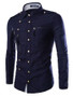 Casual Plain Zip Decorative Buttons Small Lapel Shirt