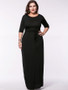 Casual Round Neck Solid Plus Size Maxi Dress With Half Sleeve