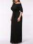Casual Round Neck Solid Plus Size Maxi Dress With Half Sleeve