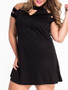 Casual Open Shoulder Cutout Plain Plus Size Shift Dress