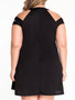 Casual Open Shoulder Cutout Plain Plus Size Shift Dress