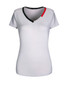 Casual V-Neck Contrast Trim Short Sleeve T-Shirt