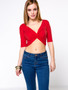 Casual Sexy Deep V-Neck Plain Crop Top