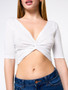 Casual Sexy Deep V-Neck Plain Crop Top