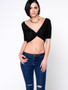 Casual Sexy Deep V-Neck Plain Crop Top