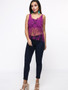 Casual Fringe Crochet Exposed Navel Hollow Out Plain Camisole