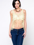Casual Fringe Crochet Exposed Navel Hollow Out Plain Camisole