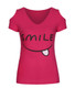 Casual Smile Printed Open Shoulder Short Sleeve T-Shirt