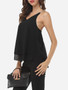 Casual Plain Chain Racerback Delightful V Neck Sleeveless-t-shirt