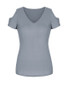 Casual Simple Solid Open Shoulder Short Sleeve T-Shirt