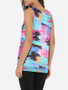 Casual Scoop Neck Dacron Assorted Colors Printed Sleeveless-t-shirt